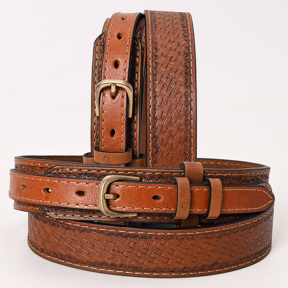 HILASON Western Genuine Leather Belt for Men Women Cowboy Cowgirl Handmade Unisex Full Grain Heavy Duty Tooled Belt for Jeans