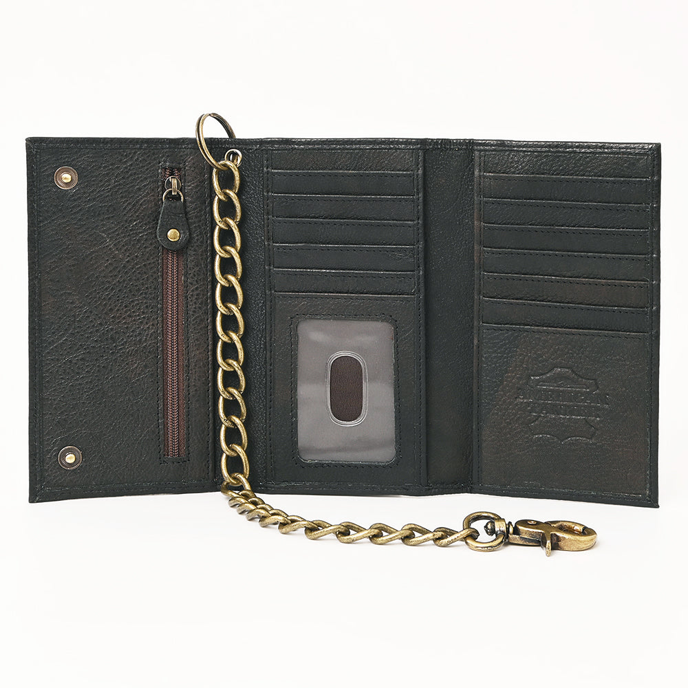 AMERICAN TANNER Genuine Leather Long Bifold Wallet For Men Women H6.5 X W3.25 D1