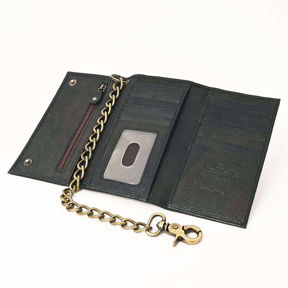 AMERICAN TANNER Genuine Leather Long Bifold Wallet For Men Women H6.5 X W3.25 D1