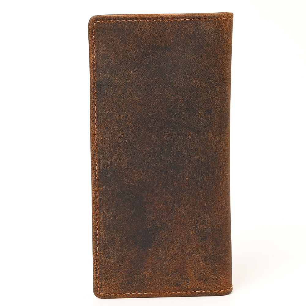 AMERICAN TANNER Genuine Leather Long Bifold Wallet For Men Women H7 X W3