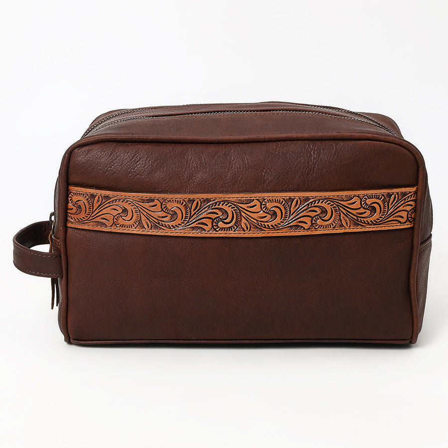 OHLAY Toiletry Hand Tooled Genuine Leather Women Bag Western Handbag Purse | Womens Handbags Belt for Summer