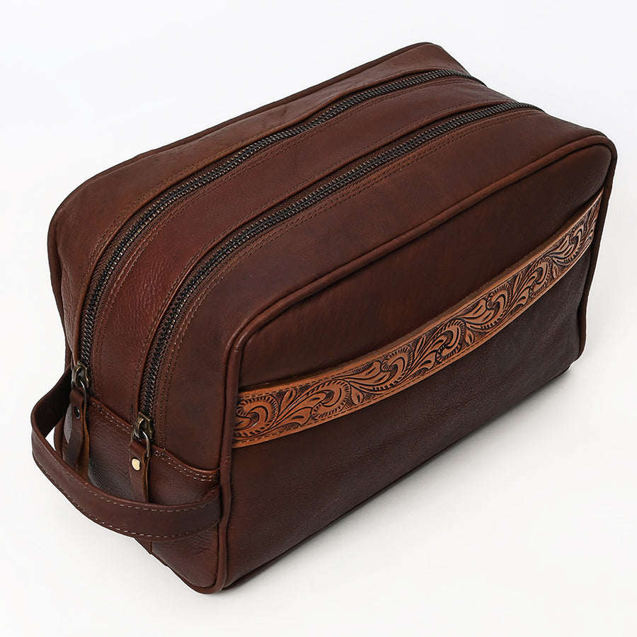 OHLAY Toiletry Hand Tooled Genuine Leather Women Bag Western Handbag Purse | Womens Handbags Belt for Summer