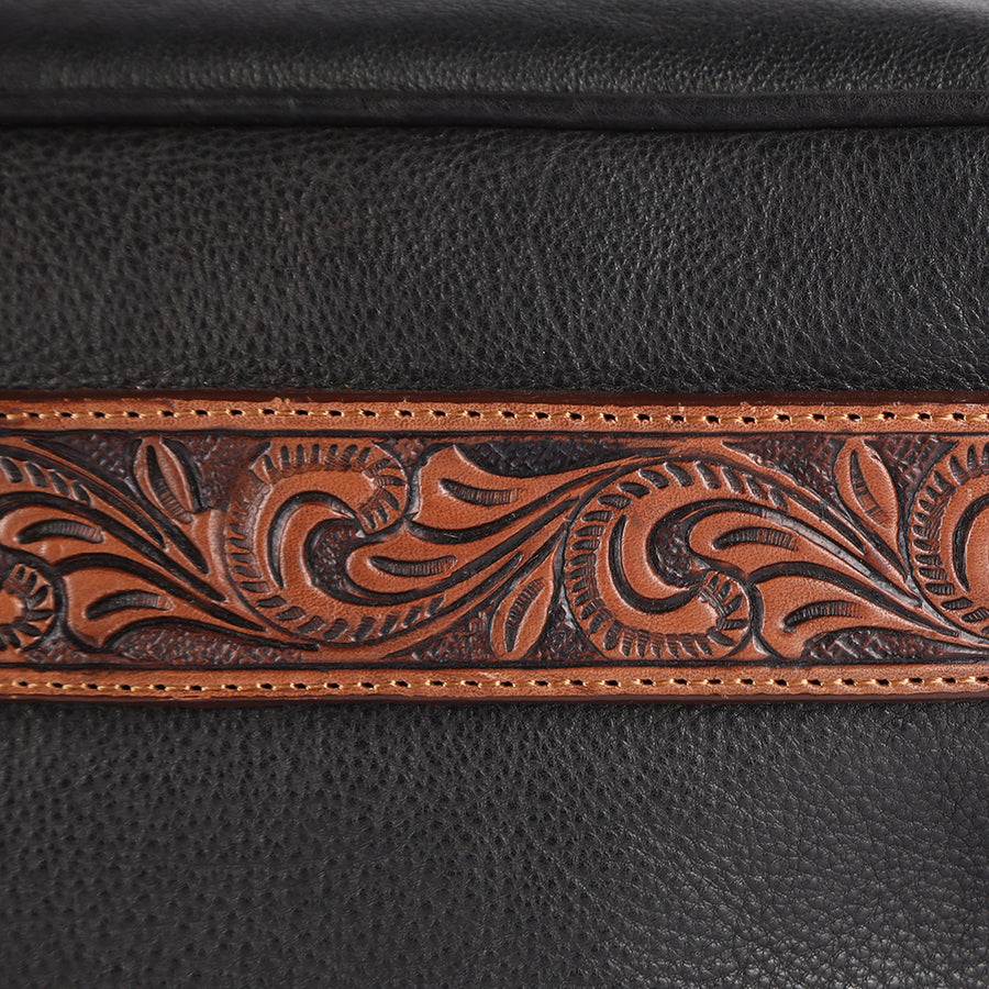OHLAY Toiletry Hand Tooled Genuine Leather Women Bag Western Handbag Purse | Womens Handbags Belt for Summer