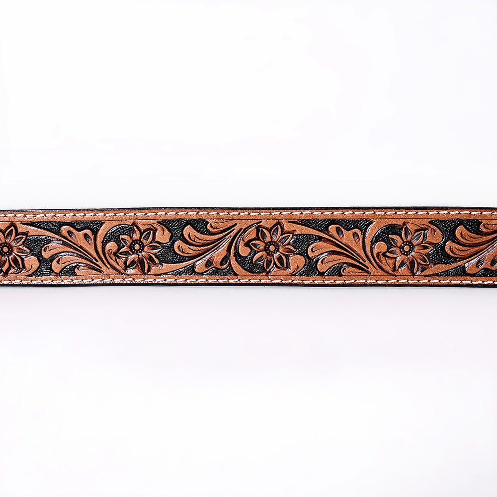 COMFYTACK Western Genuine Leather Belt for Men Women Cowboy Cowgirl Handmade Unisex Full Grain Heavy Duty Floral Tooled Belt