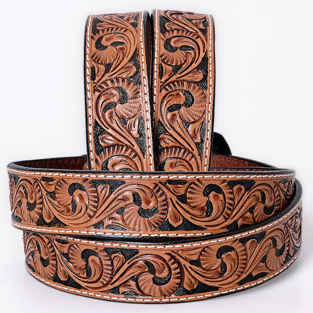 COMFYTACK Western Genuine Leather Belt for Men Women Cowboy Cowgirl Handmade Unisex Full Grain Heavy Duty Floral Tooled Belt