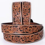 COMFYTACK Western Genuine Leather Belt for Men Women Cowboy Cowgirl Handmade Unisex Full Grain Heavy Duty Floral Tooled Belt