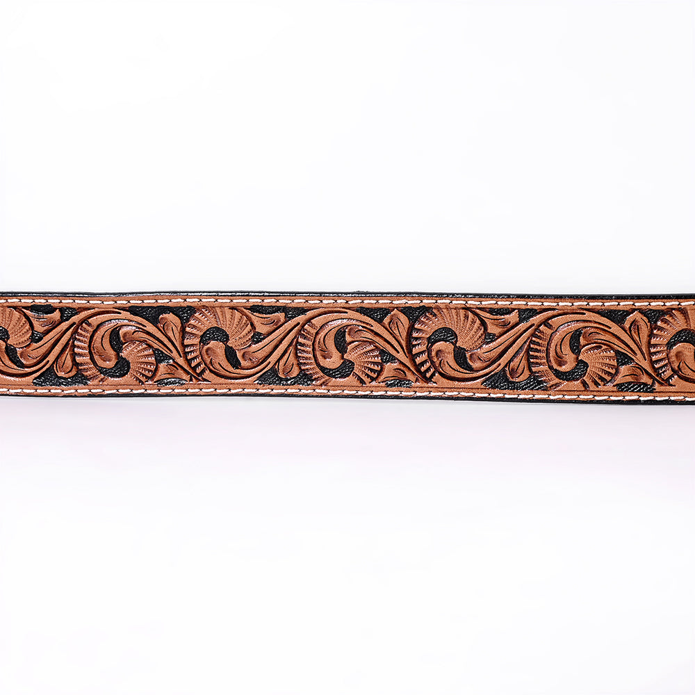 COMFYTACK Western Genuine Leather Belt for Men Women Cowboy Cowgirl Handmade Unisex Full Grain Heavy Duty Floral Tooled Belt