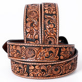 COMFYTACK Western Genuine Leather Belt for Men Women Cowboy Cowgirl Handmade Unisex Full Grain Heavy Duty Floral Tooled Belt