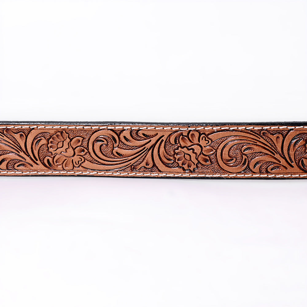 COMFYTACK Western Genuine Leather Belt for Men Women Cowboy Cowgirl Handmade Unisex Full Grain Heavy Duty Floral Tooled Belt
