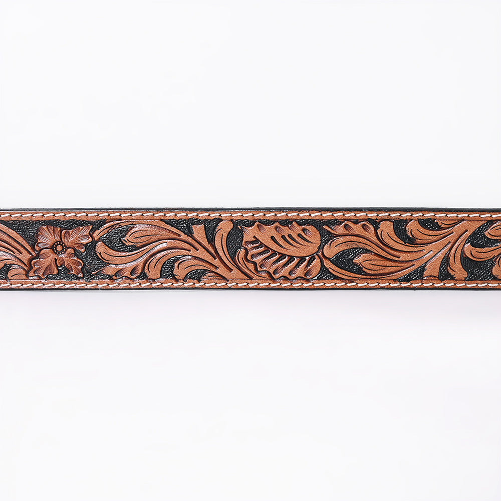 COMFYTACK Western Genuine Leather Belt for Men Women Cowboy Cowgirl Handmade Unisex Full Grain Heavy Duty Floral Tooled Belt