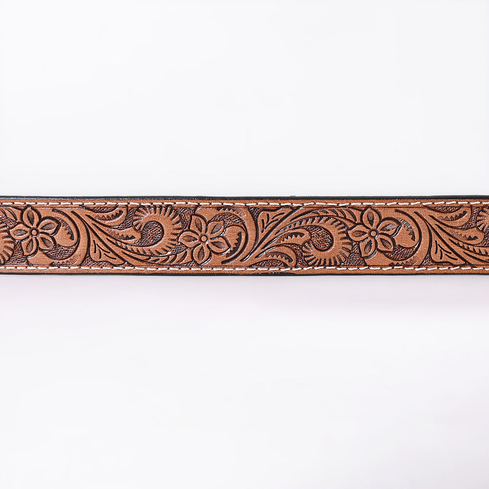 COMFYTACK Western Genuine Leather Belt for Men Women Cowboy Cowgirl Handmade Unisex Full Grain Heavy Duty Floral Tooled Belt