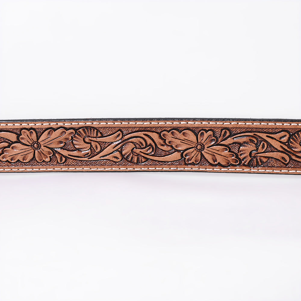 COMFYTACK Western Genuine Leather Belt for Men Women Cowboy Cowgirl Handmade Unisex Full Grain Heavy Duty Floral Tooled Belt