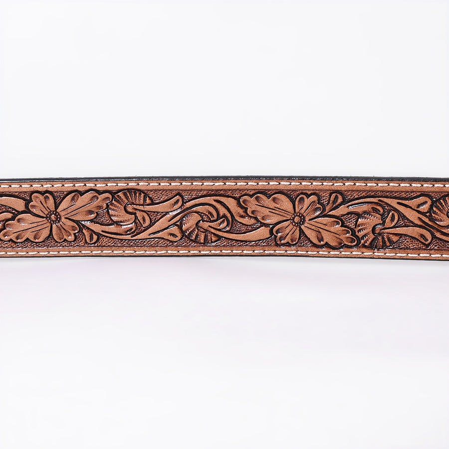 COMFYTACK Western Genuine Leather Belt for Men Women Cowboy Cowgirl Handmade Unisex Full Grain Heavy Duty Floral Tooled