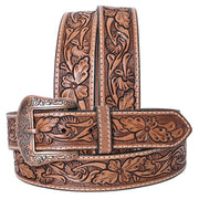 COMFYTACK Western Genuine Leather Belt for Men Women Cowboy Cowgirl Handmade Unisex Full Grain Heavy Duty Floral Tooled Belt