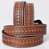 COMFYTACK Western Genuine Leather Belt for Men Women Cowboy Cowgirl Handmade Unisex Full Grain Heavy Duty Floral Tooled Belt