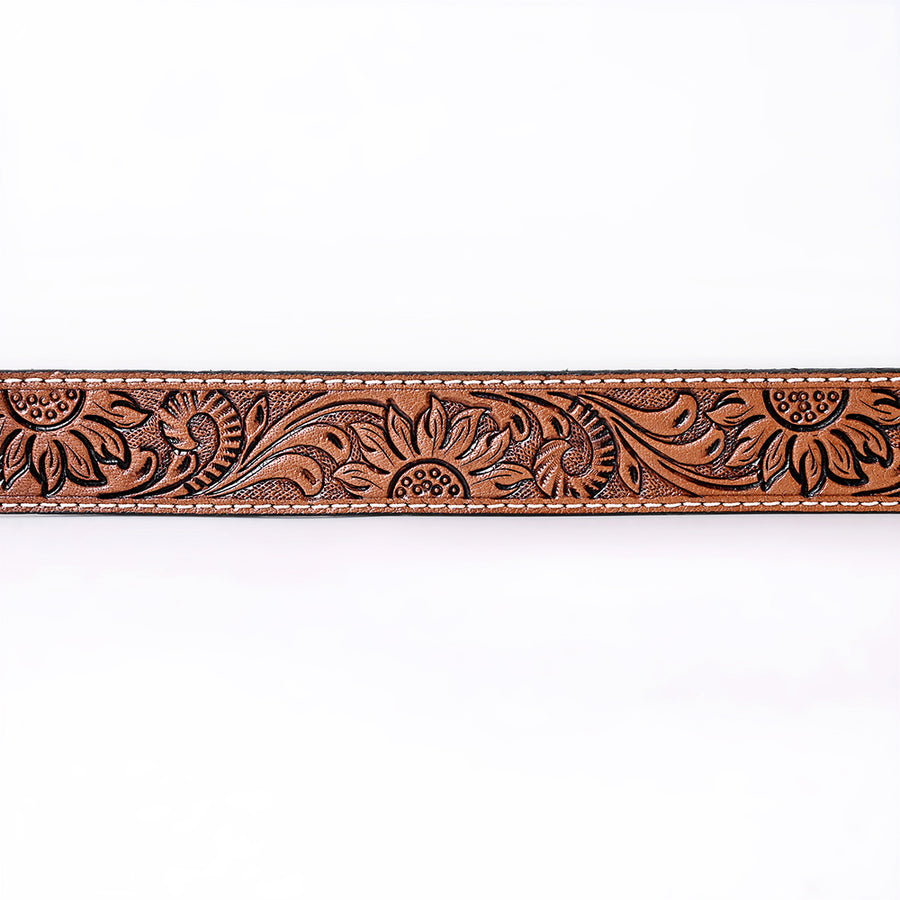 COMFYTACK Western Genuine Leather Belt for Men Women Cowboy Cowgirl Handmade Unisex Full Grain Heavy Duty Floral Tooled