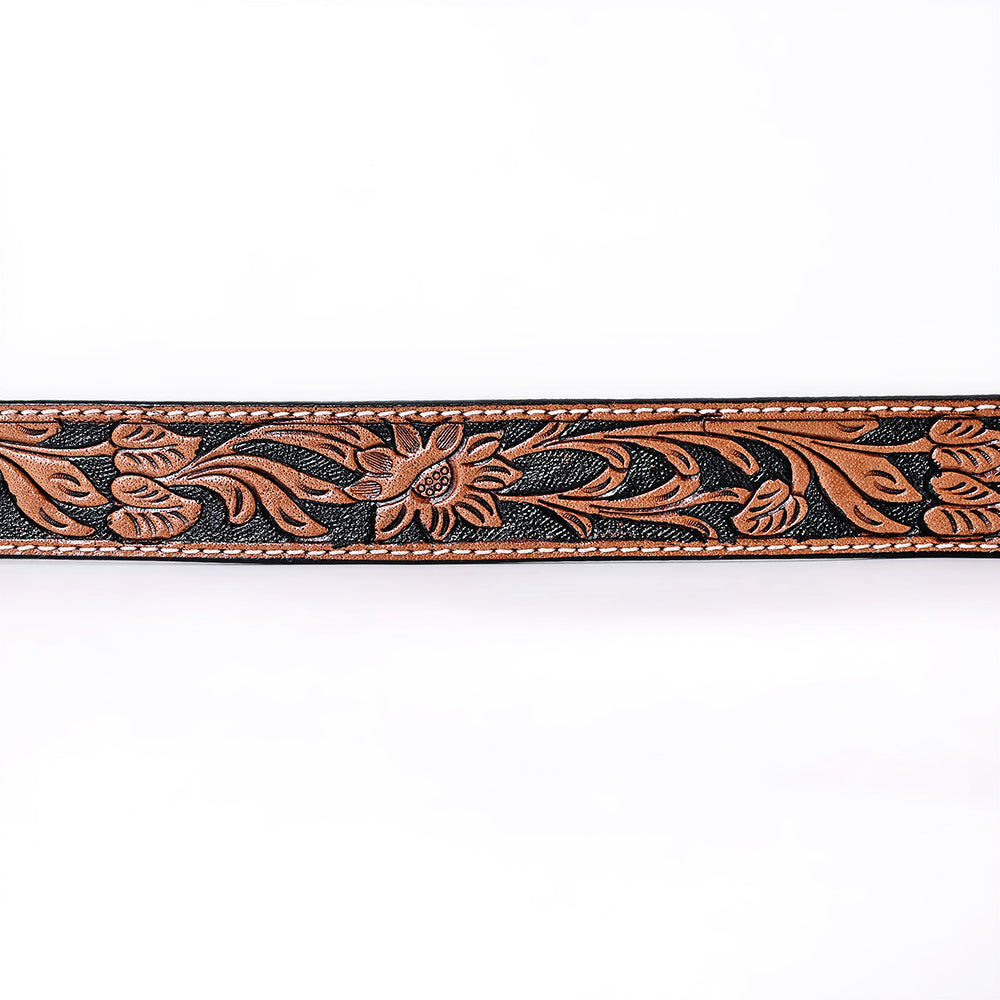 COMFYTACK Western Genuine Leather Belt for Men Women Cowboy Cowgirl Handmade Unisex Full Grain Heavy Duty Floral Tooled Belt