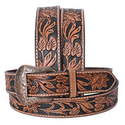 COMFYTACK Western Genuine Leather Belt for Men Women Cowboy Cowgirl Handmade Unisex Full Grain Heavy Duty Floral Tooled Belt