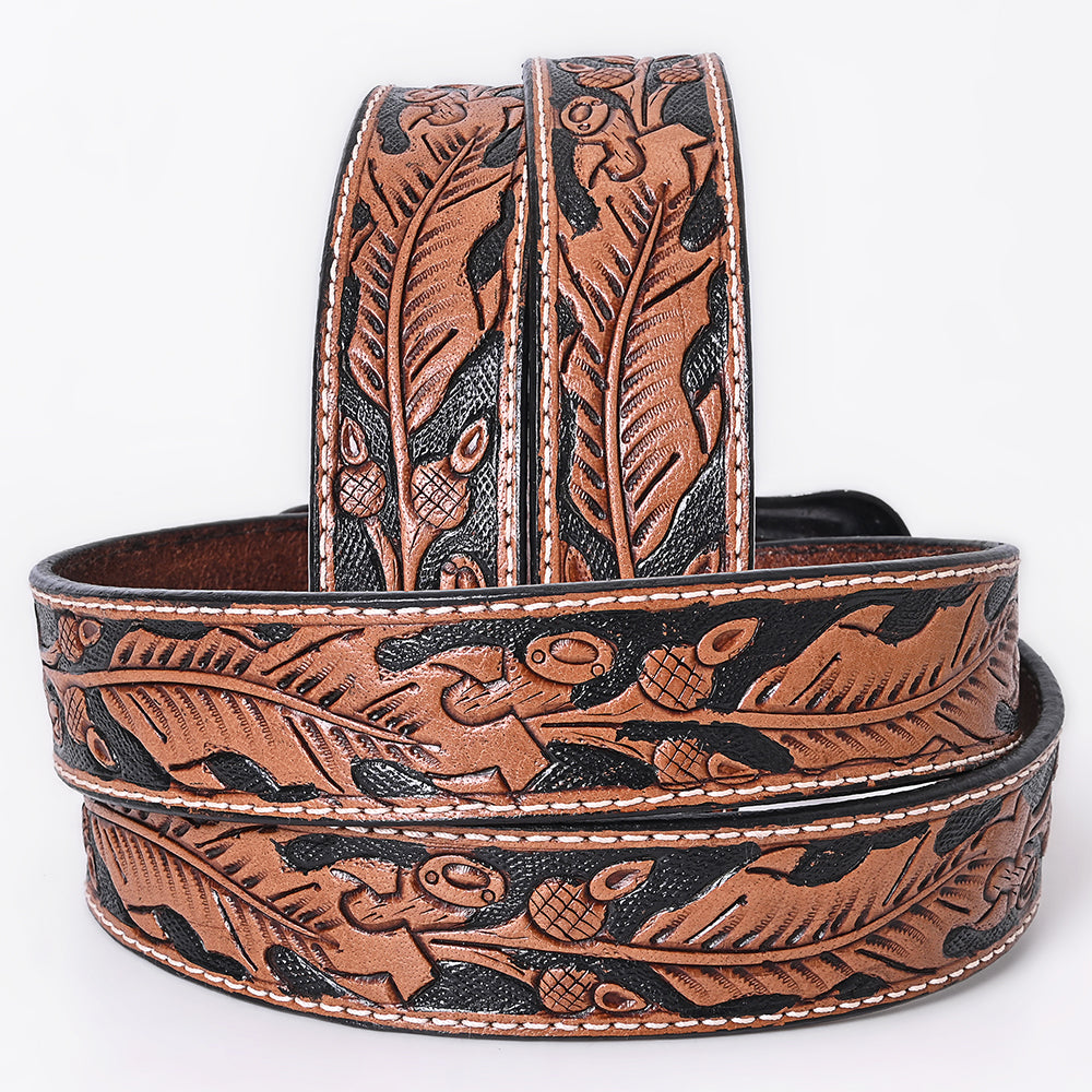 COMFYTACK Western Genuine Leather Belt for Men Women Cowboy Cowgirl Handmade Unisex Full Grain Heavy Duty Floral Tooled Belt