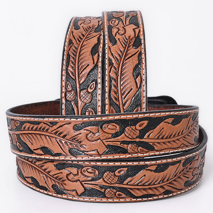 COMFYTACK Western Genuine Leather Belt for Men Women Cowboy Cowgirl Handmade Unisex Full Grain Heavy Duty Floral Tooled