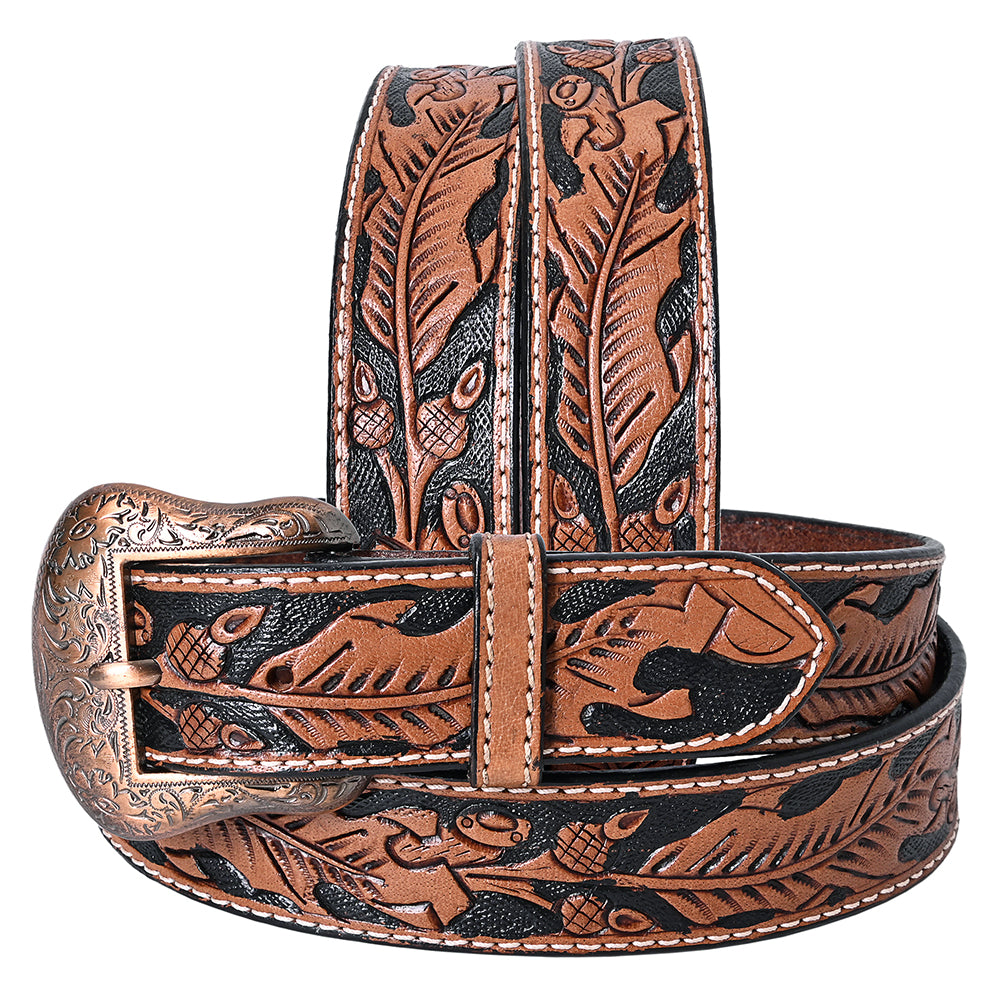 COMFYTACK Western Genuine Leather Belt for Men Women Cowboy Cowgirl Handmade Unisex Full Grain Heavy Duty Floral Tooled Belt