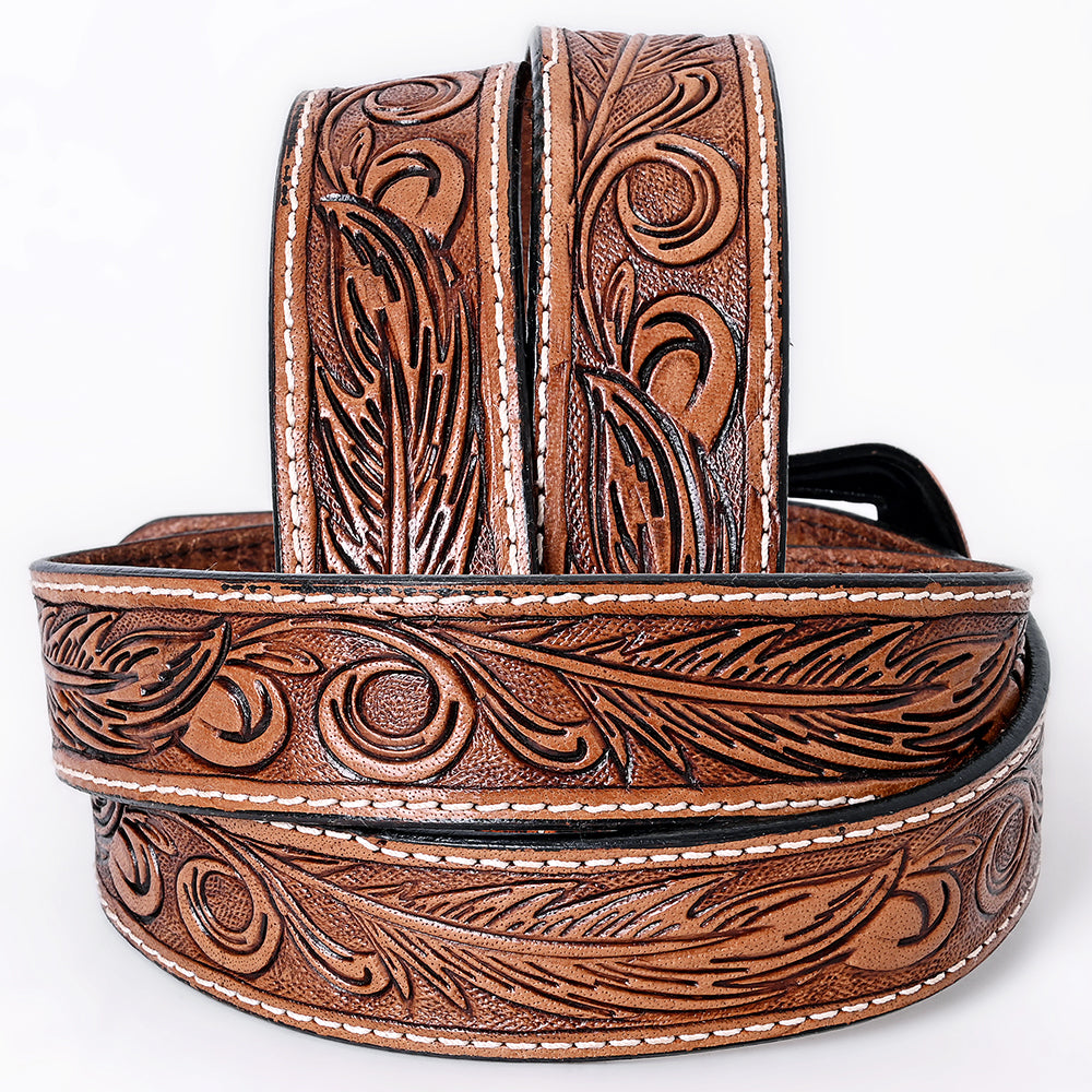 COMFYTACK Western Genuine Leather Belt for Men Women Cowboy Cowgirl Handmade Unisex Full Grain Heavy Duty Floral Tooled Belt
