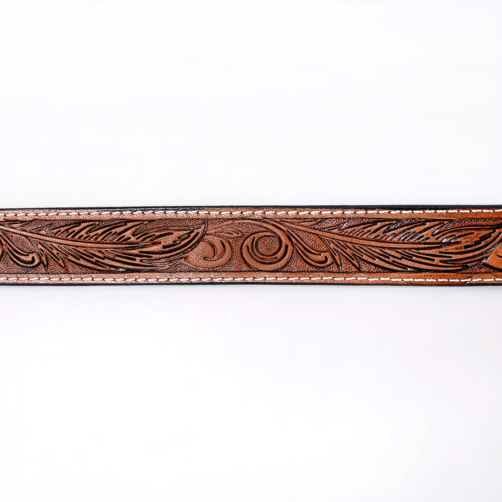 COMFYTACK Western Genuine Leather Belt for Men Women Cowboy Cowgirl Handmade Unisex Full Grain Heavy Duty Floral Tooled Belt