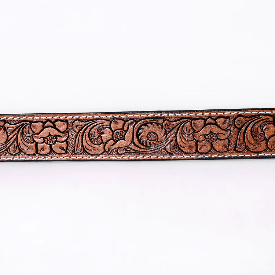 COMFYTACK Western Genuine Leather Belt for Men Women Cowboy Cowgirl Handmade Unisex Full Grain Heavy Duty Floral Tooled