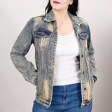 ADJKT021 Genuine leather Hand tooled hand carved Women 100% cotton Denim jacket dress ladies girl