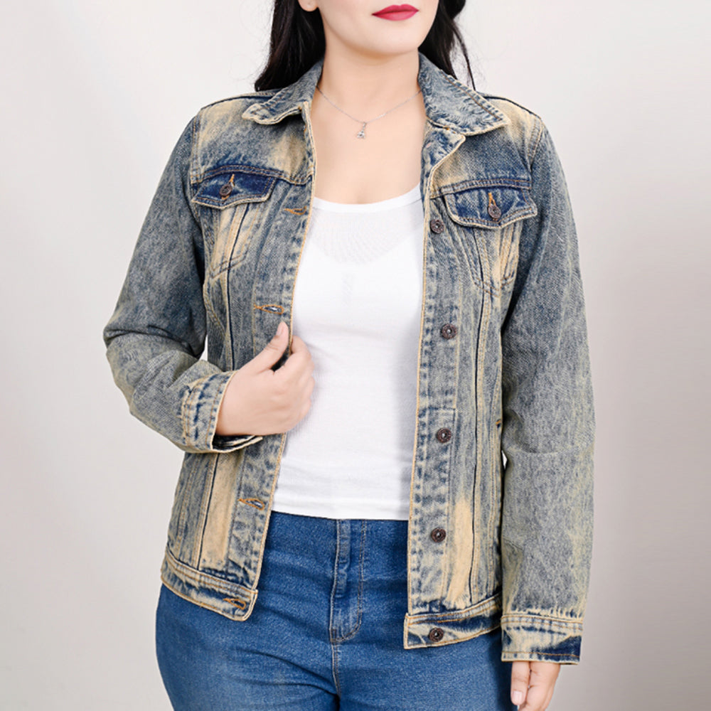 ADJKT021 Genuine leather Hand tooled hand carved Women 100% cotton Denim jacket dress ladies girl