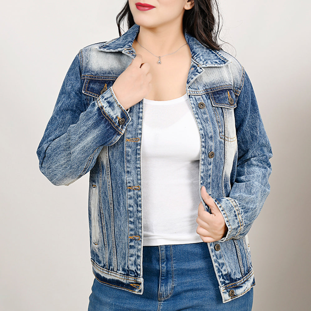 ADJKT029 Genuine leather Hand tooled hand carved Women 100% cotton Denim jacket dress ladies girl