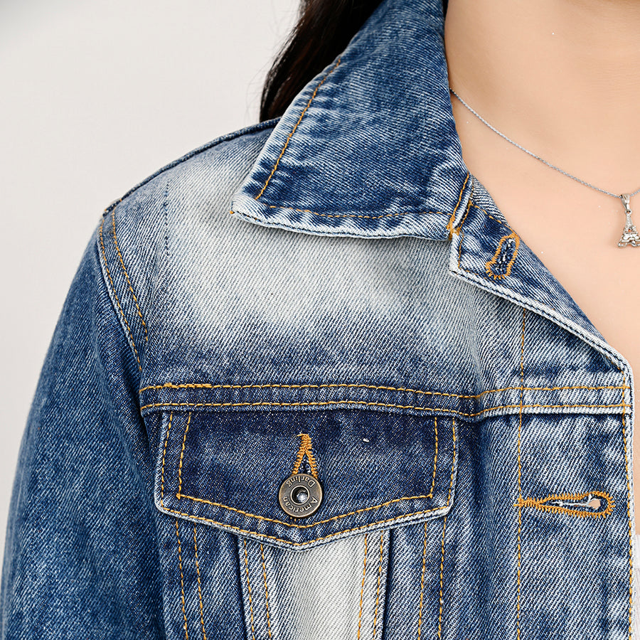 American Darling Genuine leather Hand tooled carved Women 100% cotton Denim jacket dress ladies girl | Shirt for