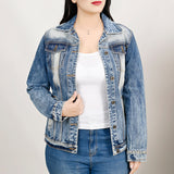 ADJKT029 Genuine leather Hand tooled hand carved Women 100% cotton Denim jacket dress ladies girl