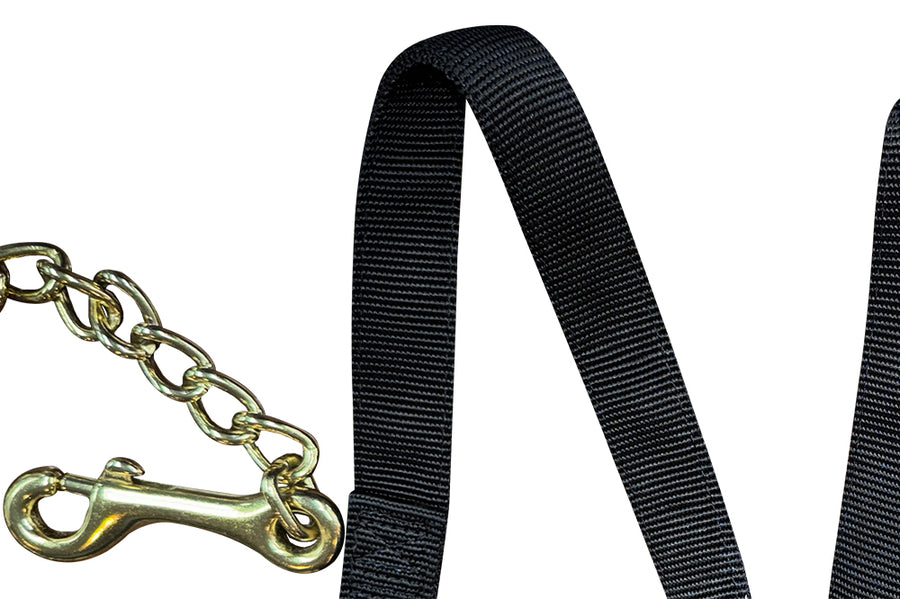 7 ft. Hilason Western Horse Flexible NYLON WEBBING LEAD/CHAIN-BK