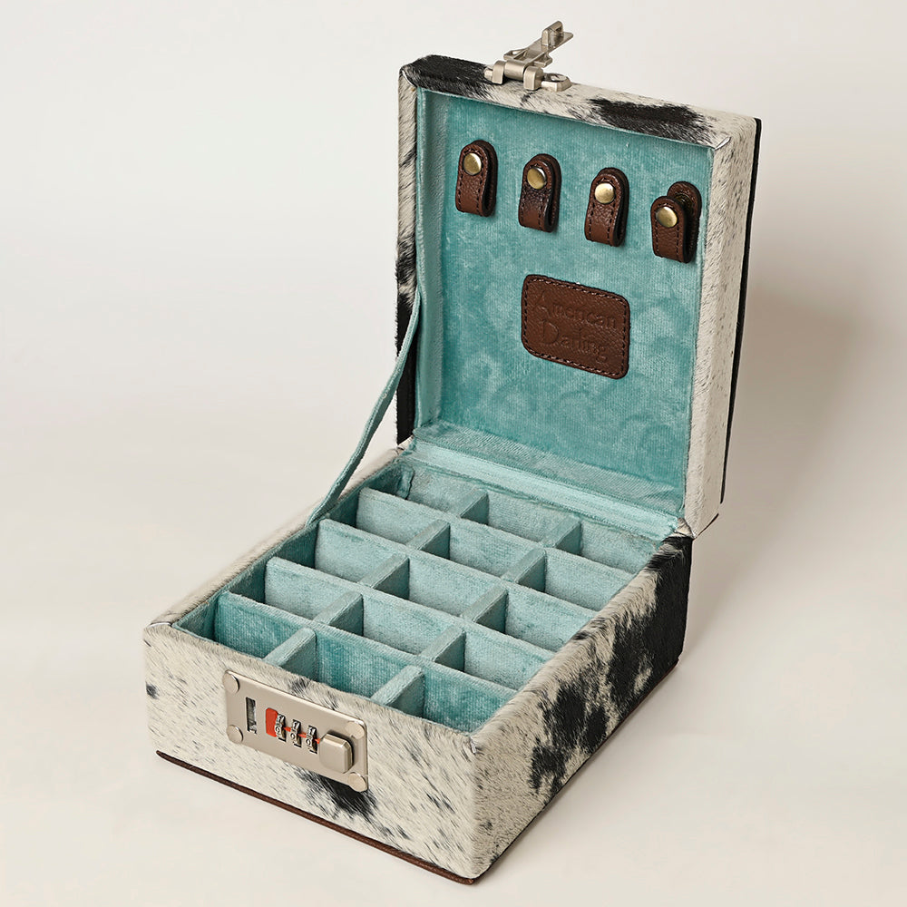 American Darling Jewelry Case Hand Tooled Hair On Genuine Leather Women Bag Western Handbag Purse |