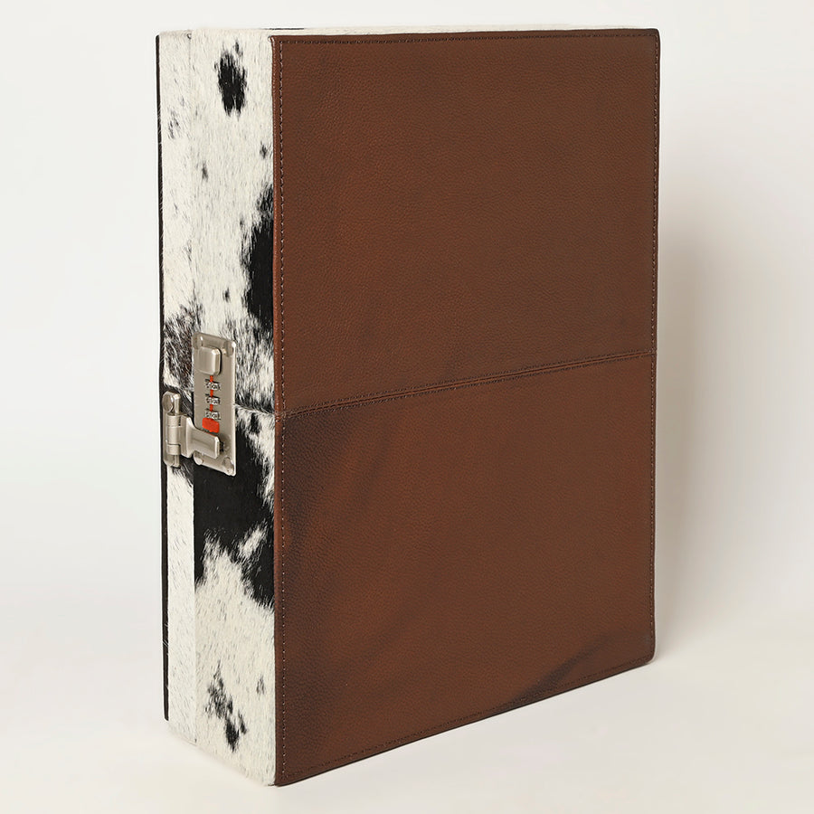 American Darling Hair-On Cowhide Hand Tooled Floral Carved Leather Jewelry Case Genuine Western Leather with YKK Zipper