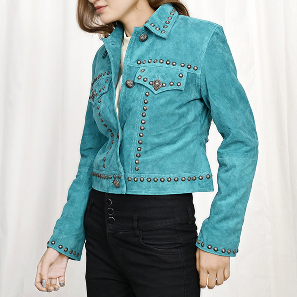 Genuine Vintage leather Women shirt jacket dress ladies girl