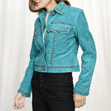 Genuine Vintage leather Women shirt jacket dress ladies girl