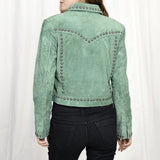 Genuine Vintage leather Women shirt jacket dress ladies girl