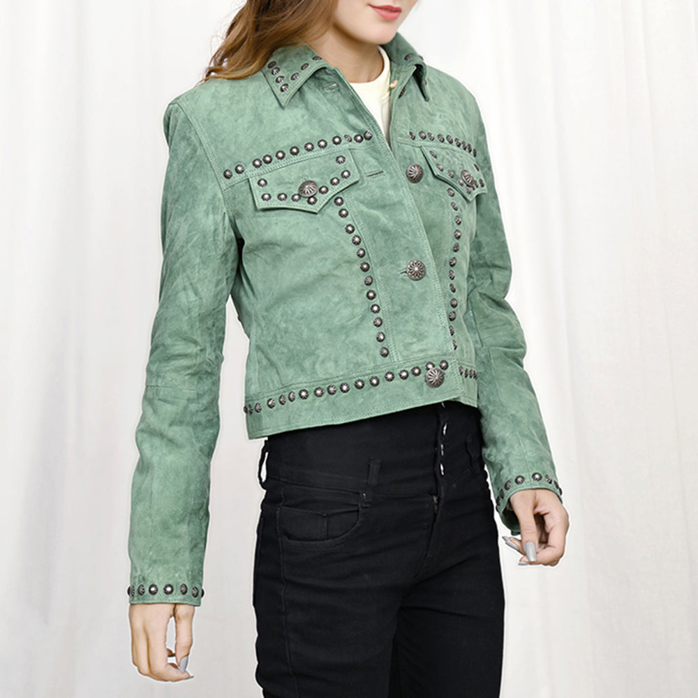 Genuine Vintage leather Women shirt jacket dress ladies girl