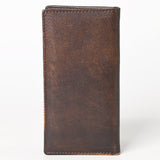 AMERICAN TANNER Genuine Leather Hand Burnished Long Bifold Wallet For Men Women H7 X W3.5 X D0.5