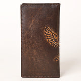 AMERICAN TANNER Genuine Leather Hand Burnished Long Bifold Wallet For Men Women H7 X W3.5 X D0.5