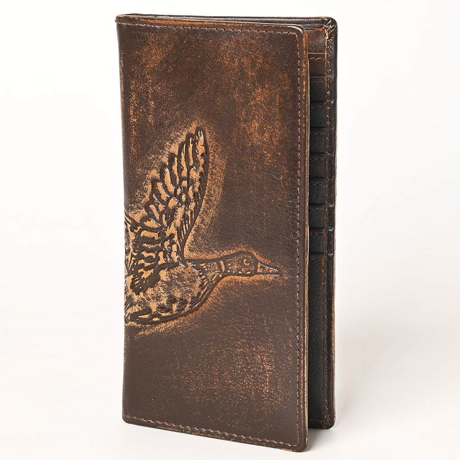 AMERICAN TANNER Genuine Leather Hand Burnished Long Bifold Wallet For Men Women H7 X W3.5 D0.5 - Uhorse