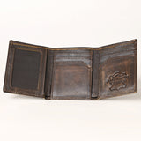 AMERICAN TANNER Genuine Leather Hand Burnished Trifold Wallet For Men Women H4.25 X W3 D0.5