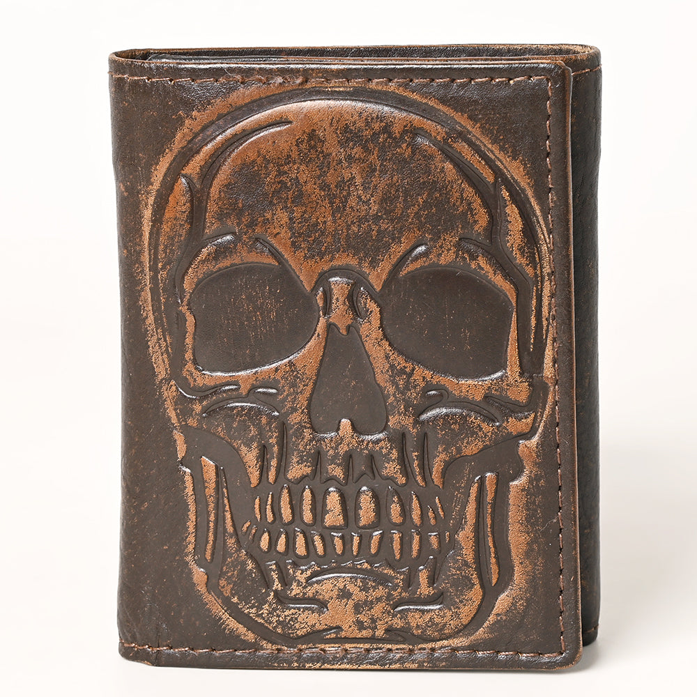 AMERICAN TANNER Genuine Leather Hand Burnished Trifold Wallet For Men Women H4.25 X W3 D0.5