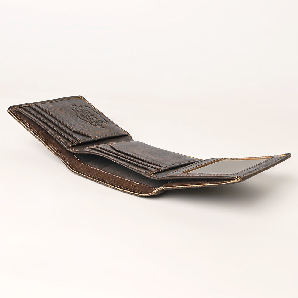 AMERICAN TANNER Genuine Leather Hand Burnished Trifold Wallet For Men Women H4.25 X W3 D0.5