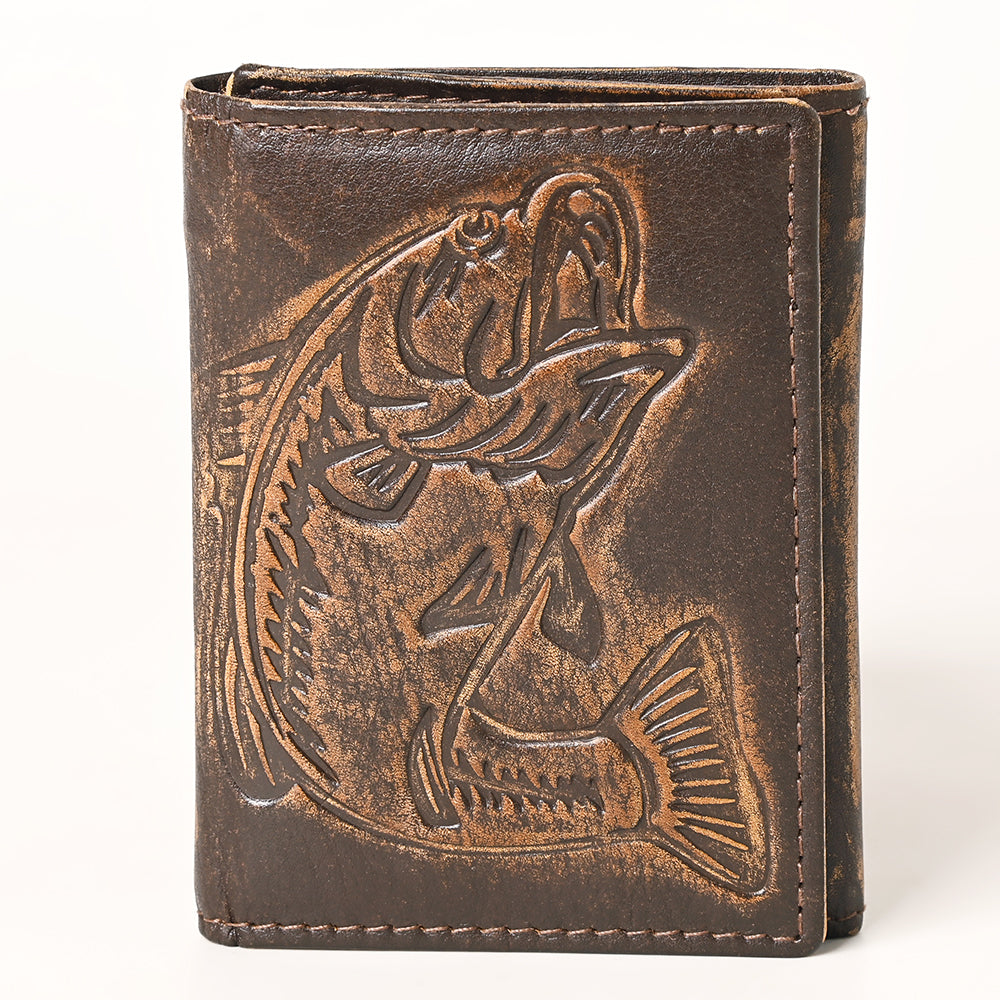 AMERICAN TANNER Genuine Leather Hand Burnished Trifold Wallet For Men Women H4.25 X W3 D0.5