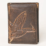 AMERICAN TANNER Genuine Leather Hand Burnished Trifold Wallet For Men Women H4.25 X W3 D0.5