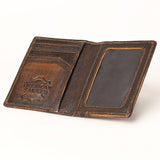 AMERICAN TANNER Genuine Leather Hand Burnished Bifold Wallet For Men Women H4.25 X W3 D0.5