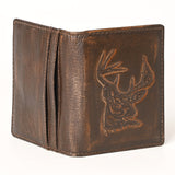 AMERICAN TANNER Genuine Leather Hand Burnished Bifold Wallet For Men Women H4.25 X W3 D0.5